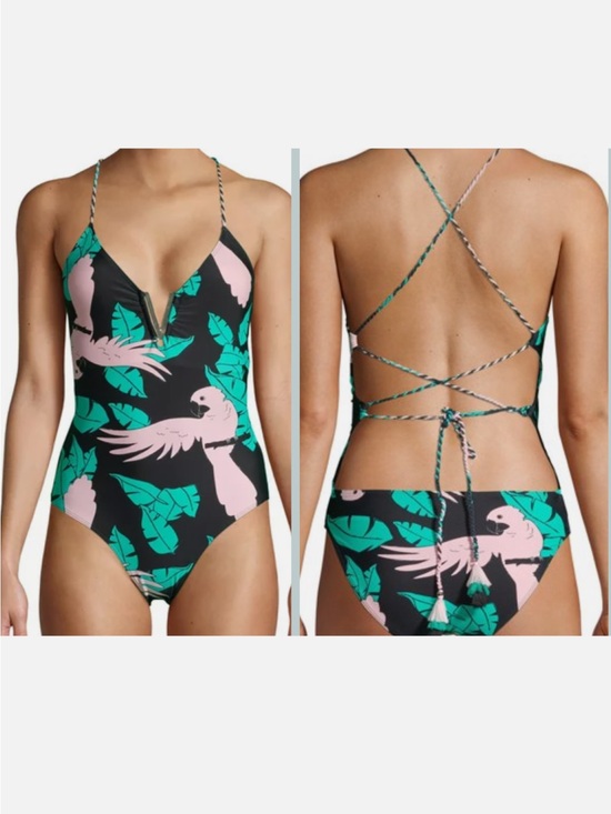 No Boundaries Other - No Boundaries Green & Black Tropical One-Piece Swimsuit